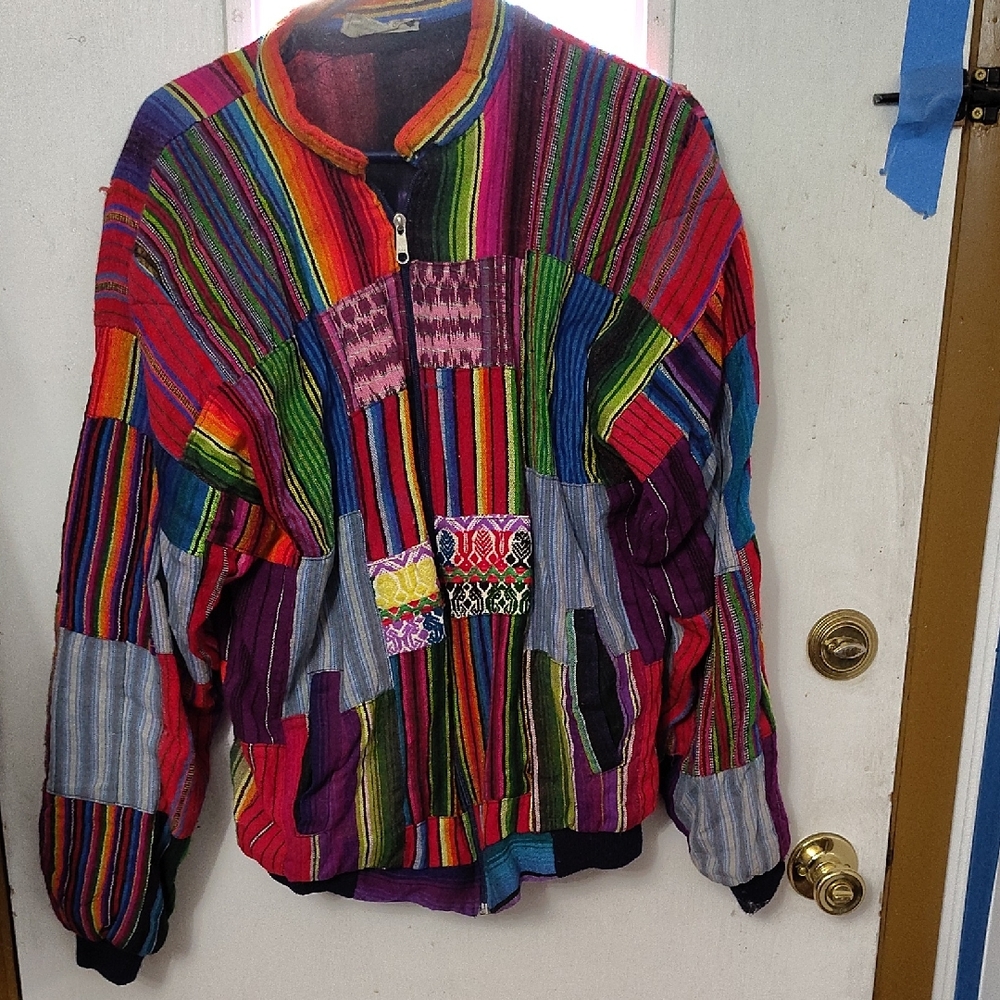 Guatemalan Textile Patchwork Jacket M-Xl - image 1